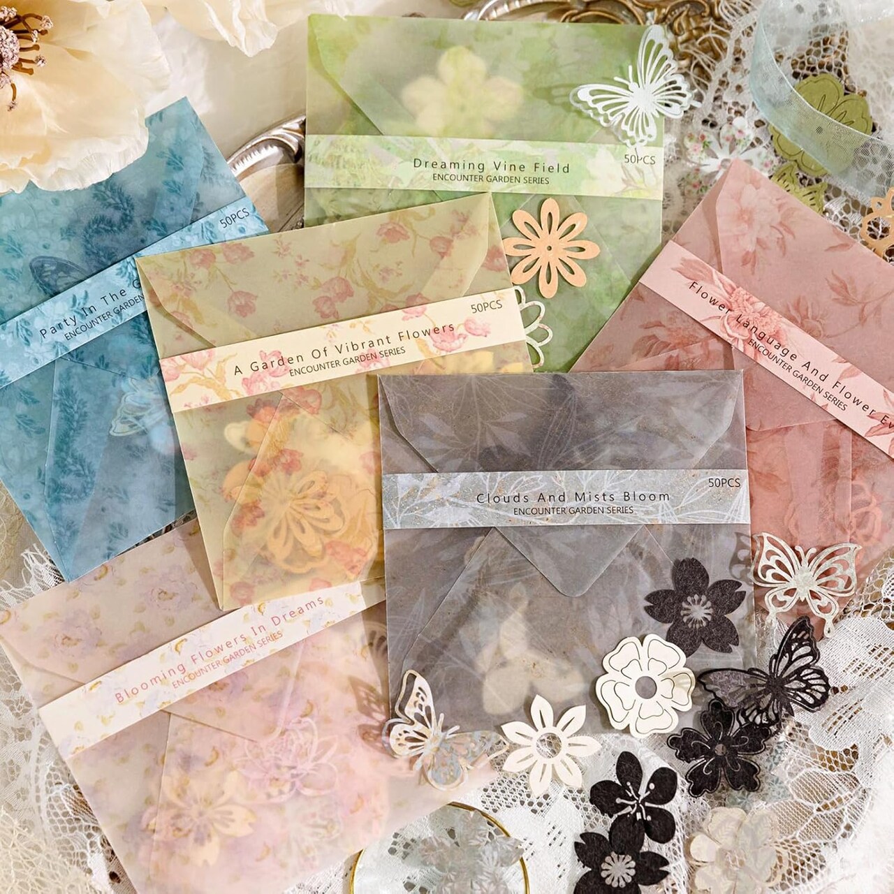 300 Pieces Mini Flowers Collage Paper Pack, Scrapbooking Supplies